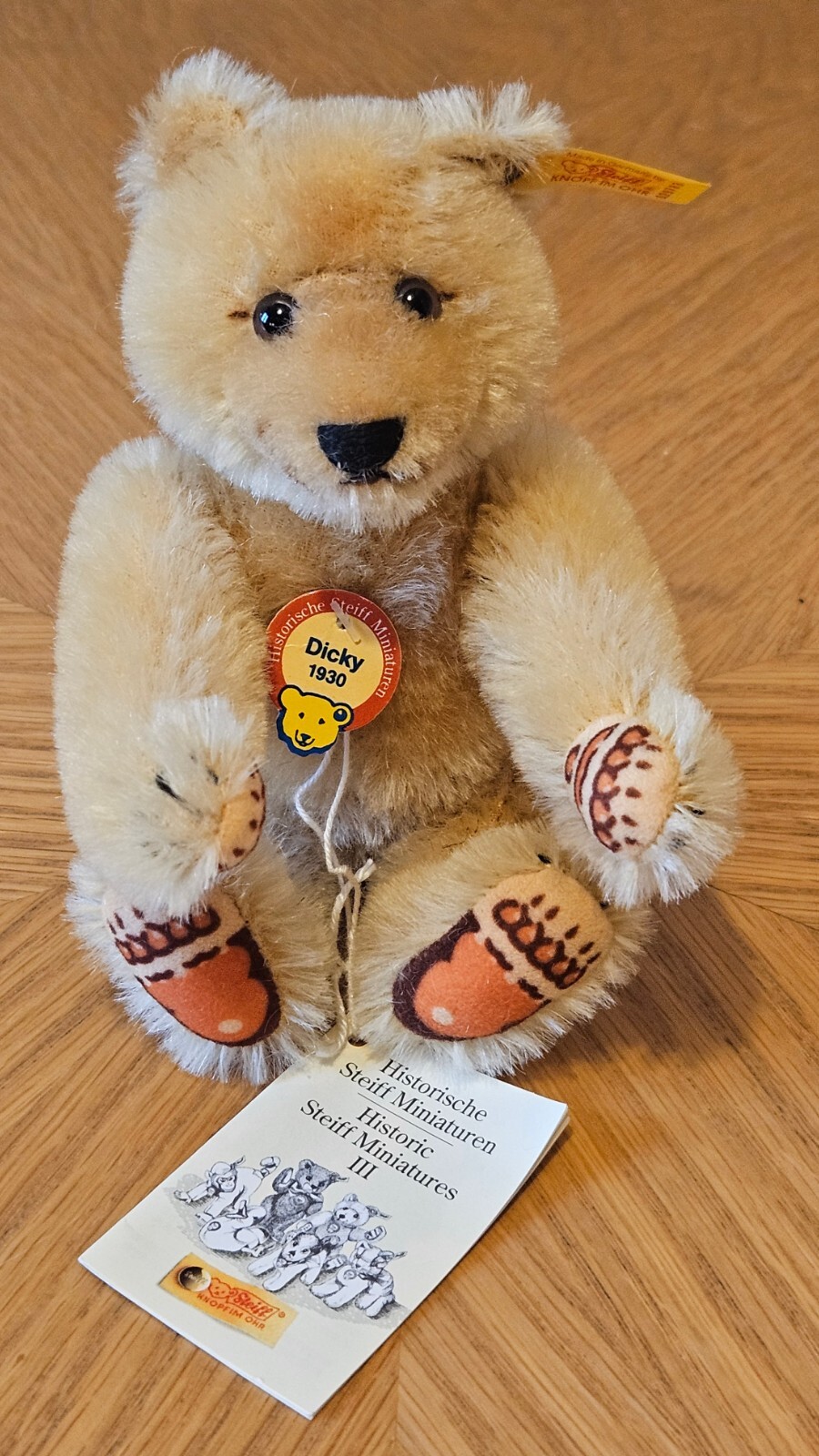 STEIFF 029783 DICKY 1930 16CM BLOND HISTORIC STEIFF MINIATURES III MOHAIR