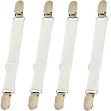 Bed Sheet Clips Straps Sheet Holder Mattress Clips, 4 Pcs Adjustable Elastic