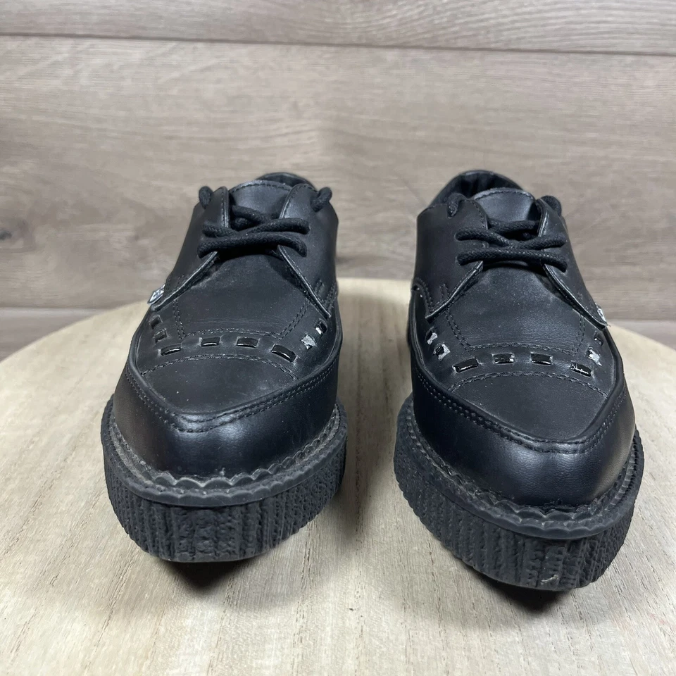 TUK Plataforma Creepers Punta Punta Cuero Negro Gótico Mujer Talla US 5 Foto 2 de 4