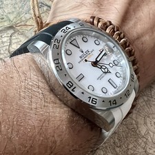 21mm WHITE BLACK Vulcanized Caoutchouc rubber Strap 42mm Rolex Explorer II