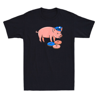 Pig Cop Funny Police Officer Doughnut Graphic Vintage Men's Short Sleeve T-Shirt