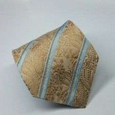 Nordstrom Silk Tie Beige Blue Stripes Paisley Men Necktie 59 x 4