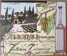 Wine label ITALY FARM PARADISE Albana Romg A Mario Pezzi wine labels