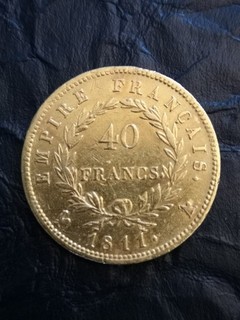 Pièce 40 Frs Or Napoléon empereur / 1811 A