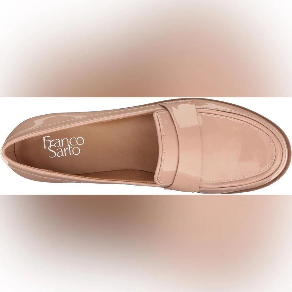 Franco Sarto Women's Valera Elegant Nude Patent Leather Loafers Shoes Slip-on 11 - image 2 of 4