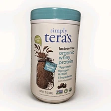 Simply Teras Lactose Free Organic Whey Protein- Grass Fed- Dark Chocolate- 12oz