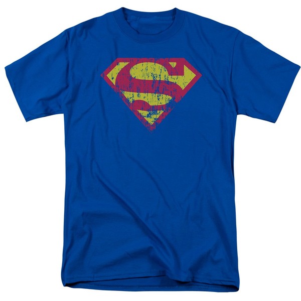 Dc Comics Superman Classic Logo Distressed #2 T-Shirt Herren Unisex Blau-image