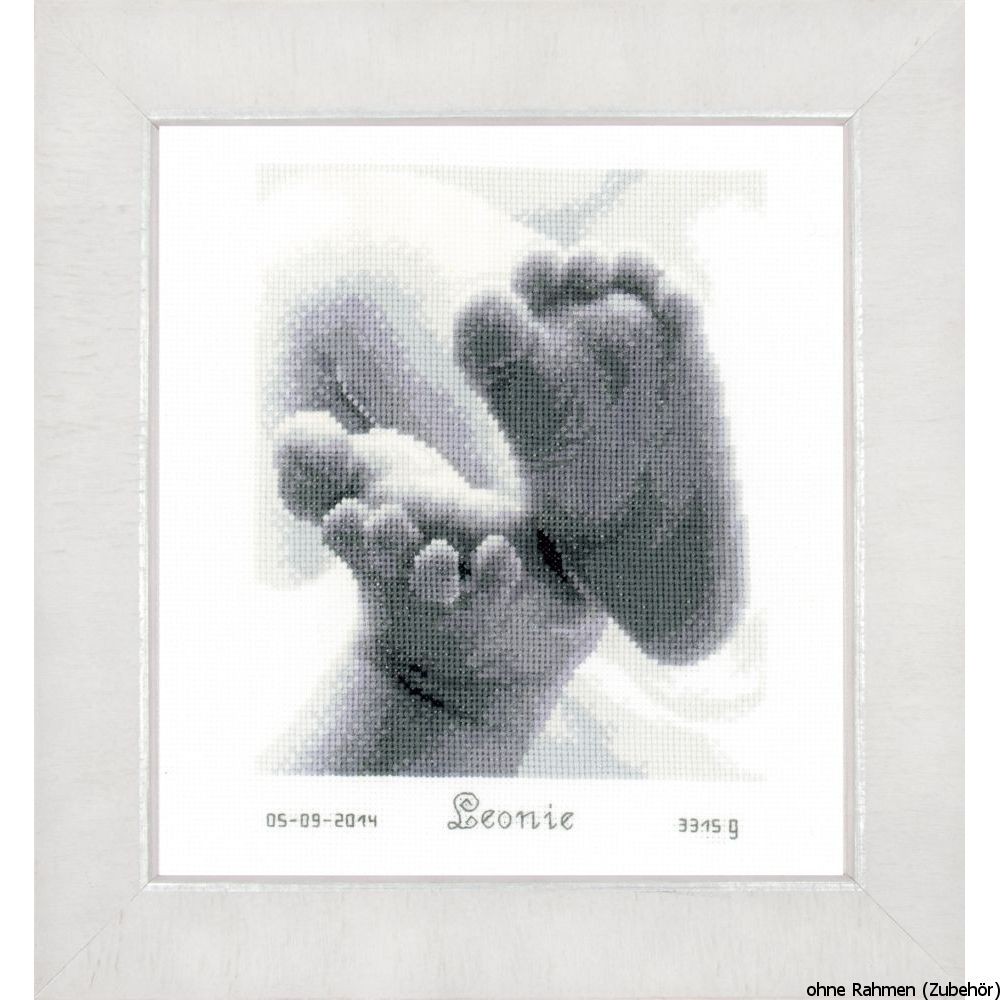 Minerva Counted Cross Stitch Kit Birth Record Baby Feet Vervaco Pn-0149170 - Image 2
