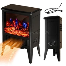 1500W Electric Fireplace Stove, Freestanding Heater with Realistic Flame Effect