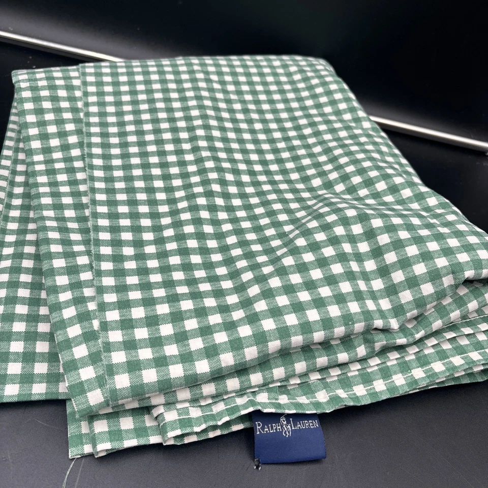 Ralph Lauren Tomillo Verde Guinga Cuadros King Sábana Ajustable Plana Almohada Cortina Y2K Foto 4 de 4