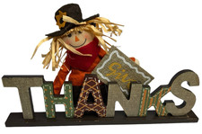 Fall Happy Thanksgiving Sitting Sign Scarecrow Harvest Decor Autumn