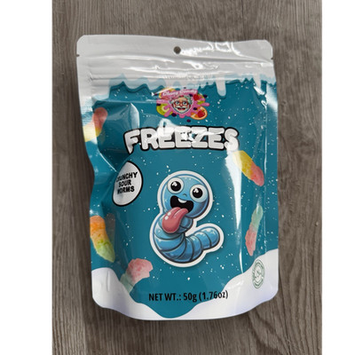 Chaos Candy Freezes Crunchy Sour Worms Sauer Fruchtgummi Süßigkeit 50g