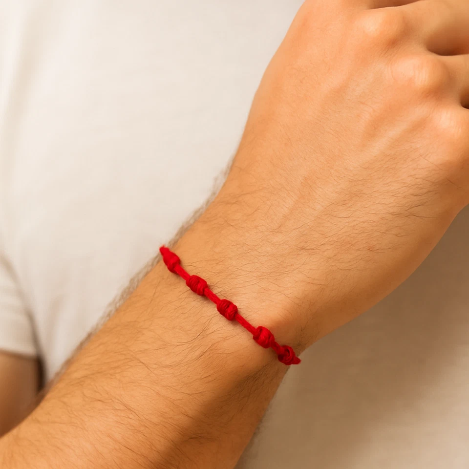 Rotes Schutzarmband 7 Knoten Talisman Kabbalah für Kinder, Männer und Frauen - Bild 3 von 4