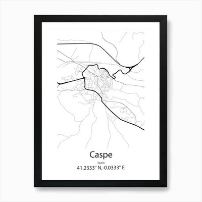 Caspe,Spain Minimalist Map Art Prin Framed Wall Art Poster Canvas Print Picture