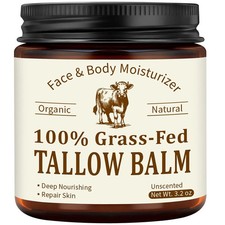 Beef Tallow for Skin Face, Organic Grass Fed Beef Tallow Balm, Unscented Natur