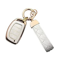 Key Fob Cover Keychain Fit for Hyundai Elantra Tucson Sonata Lvory White