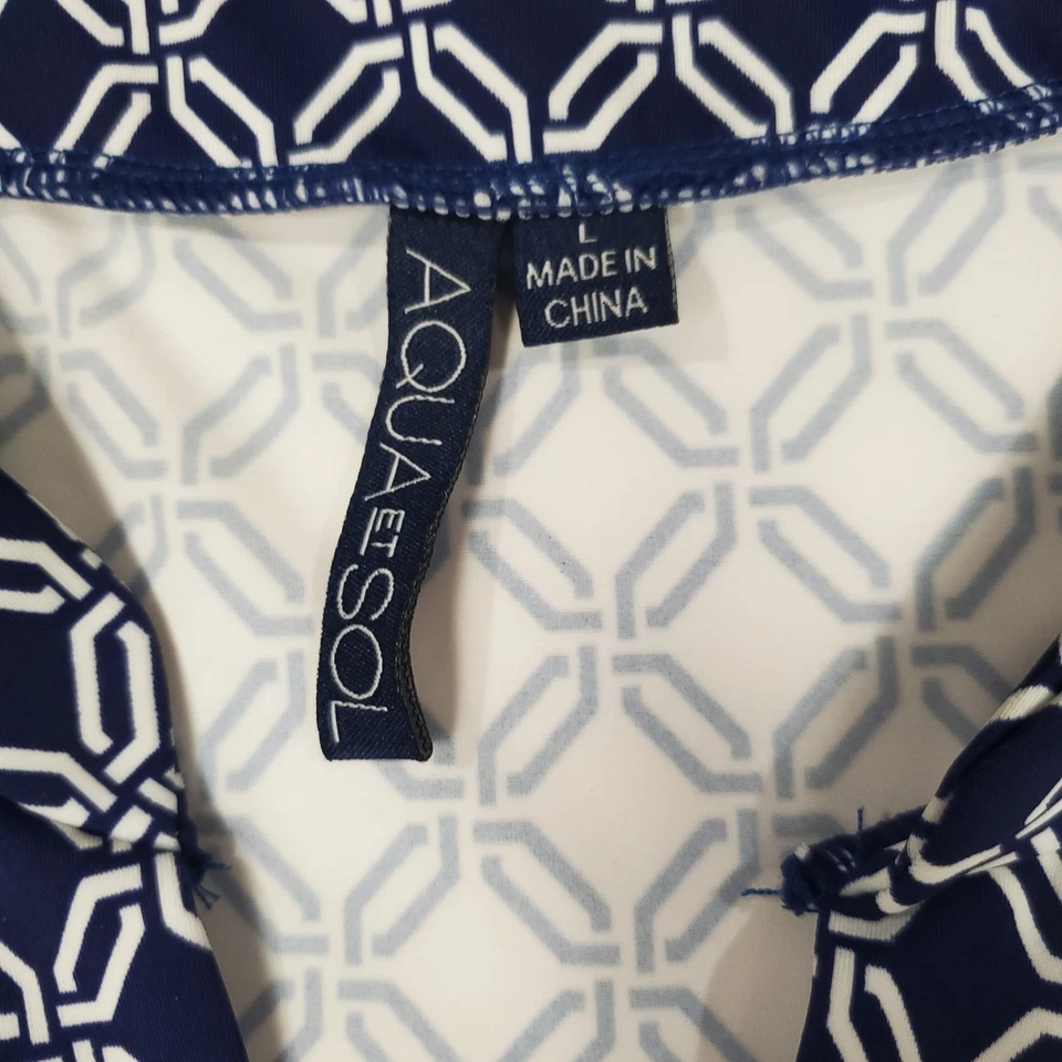 Vestido de Encubrimiento Aqua Et Sol Grande UPF 50 Sin Mangas Cuello en V Natación Azul Playa Lago Foto 2 de 4