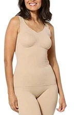 Rhonda Shear Women's Butterknit Tank Top w/ Built-In Bra Beige