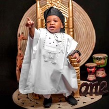 African Tradition Clothes for Kids Boy Tops Embroidery Robe Shirt Pant Child Set