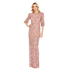 Mac Duggal 93790 Rosewood Embellished Column Gown 3/4 Sleeves Size 4 598