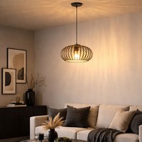 HäNgelampe Pendelleuchte Esstischlampe Gitter Wohnzimmerlampe Braun Led H 150 Cm