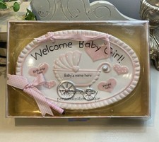 Mud Pie Welcome Baby Girl Personalized Keepsake Wall Plaque Gift New in Box