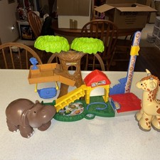 FISHER PRICE LITTLE PEOPLE BIG ANIMAL ZOO WITH HIPPO GIRAFFE WORKING TESTED