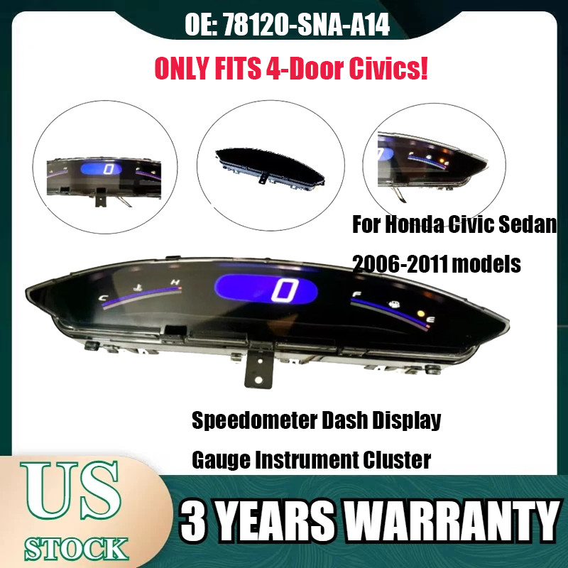 Speedometer Dash Display Gauge Instrument Cluster For Honda Civic Sedan 06-11 US