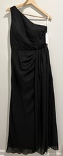 Long Black Women  s One Shoulder Evening Formal Slit Dress