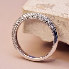 Size 7.75, vintage sterling silver ring with cluster Cz, statement band