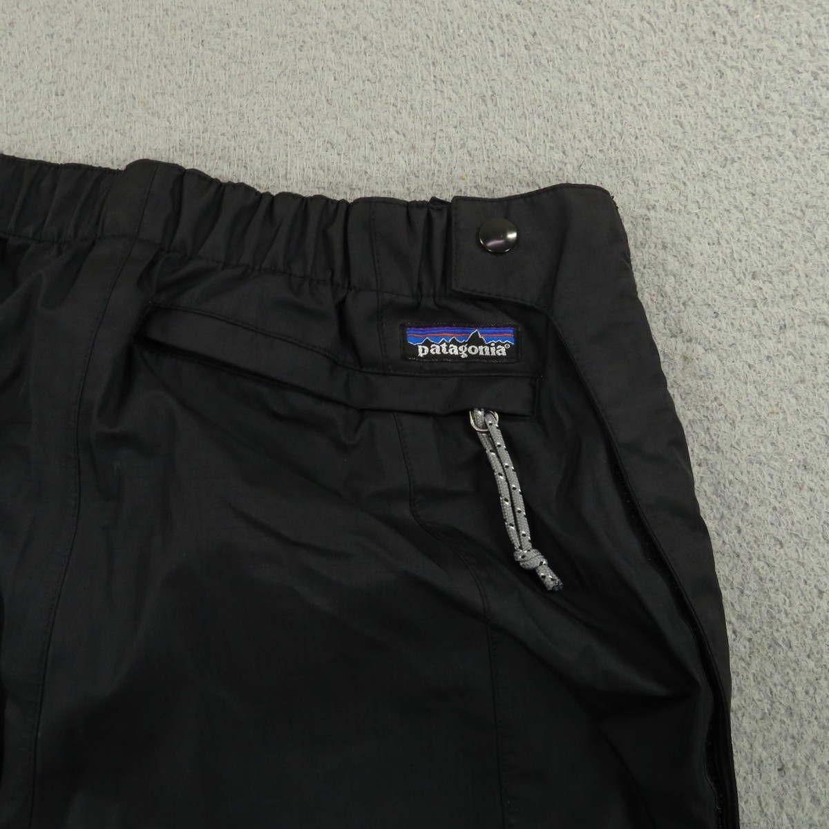 Patagonia Pants Mens Small Black Nylon Full Side Zip On Off Rain