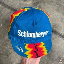 Vintage 90s Schlumberger Multicolor Cycling Cap Bicycle Hat