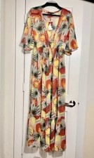 NWT Women's Summer Sun Dress Bright Tropical Pattern, Beach Sheer Resort Wear