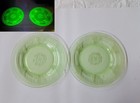 2 Federal Glass 8.5" Luncheon Plates GEORGIAN GREEN Love Birds (Uranium, 1930s) — photo 1