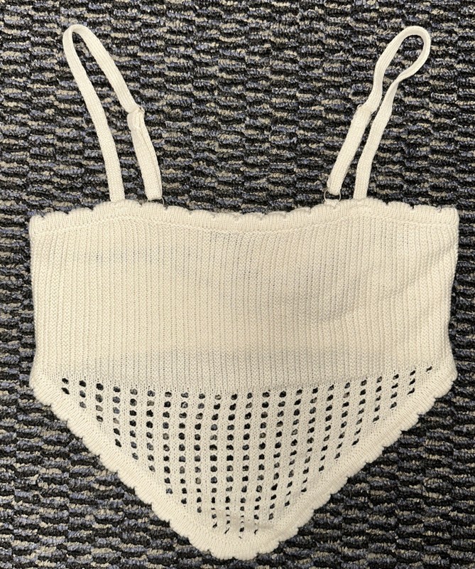 Forever 21 Crochet Sweater Crop Bandana Tank Top Hippie Boho Festival Shirt XS