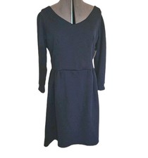 Quilted dress  Fit & Flare size X Large long sleeve navy blue Melissa Masse