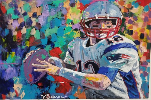 Sale Tom Brady Hand-Textured 24"H X 36"W Canvas Giclee Framed $995 Now $395 - Picture 5 of 15