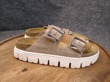 Birkenstock Arizona Papillio Chunky Platform Suede Sandal Warm Sand Sz 38 US 7 N