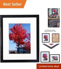 Elegant 8x10 Black Picture Frame - Versatile Display with 5x7 Mat Option