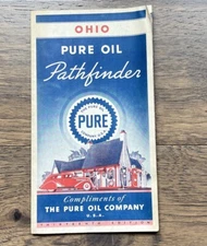 Vintage Ohio Map by Pure Oil Dealer, 13th edition