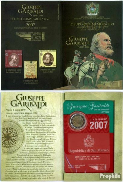 san marin 2007 brillant universel (BU) 2007 2 euro Giusppe garibaldi
