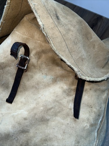 Vintage 1940s Military Field Backpack Rucksack Canvas Bag - Picture 9 of 10