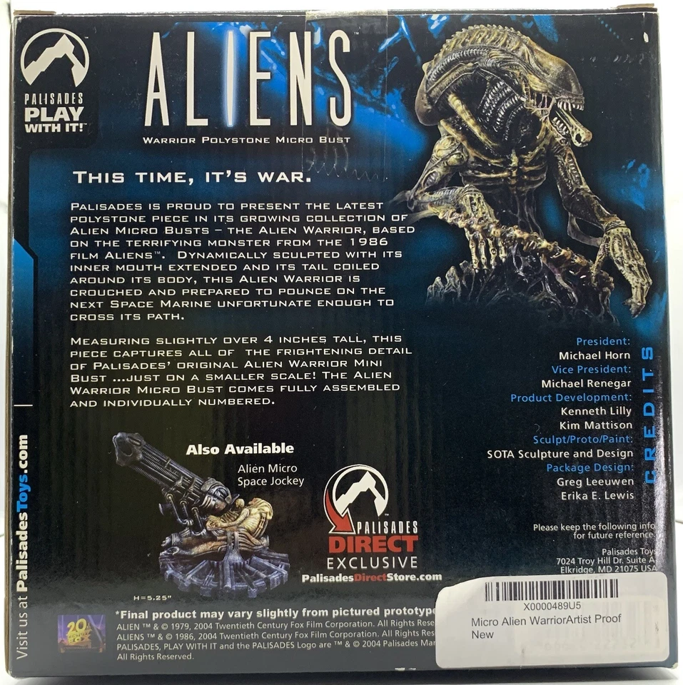 Micro busto de poliestireno Aliens Warrior, 2004 Palisades, #189/250; prueba de artista [COMO NUEVO] Foto 3 de 4