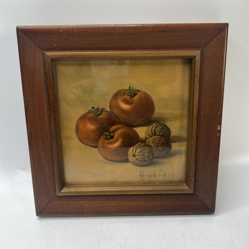 Hank Bos fruit themed still life prints 8"x8" wood frames set of 2 - Picture 5 of 7