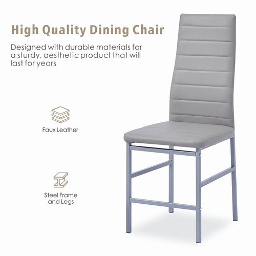 Set of 4pcs High Back PU Leather Seat Padded Dining Chairs Dining Room Kitchen - Picture 31 of 44