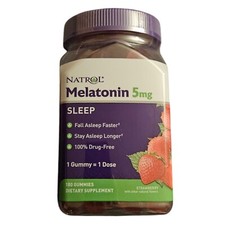 Natrol 5mg Melatonin Strawberry Flavor Sleep Gummies 03/2025.  180 Count