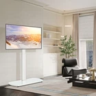 Contemporary Floor TV Stand Mount for 27 to 65 inch Glass TV Base, White