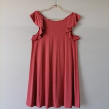 Loft Womens Dusty Pink Boat Neck Flutter Ruffle Sleeve T-Shirt Dress Size Medium