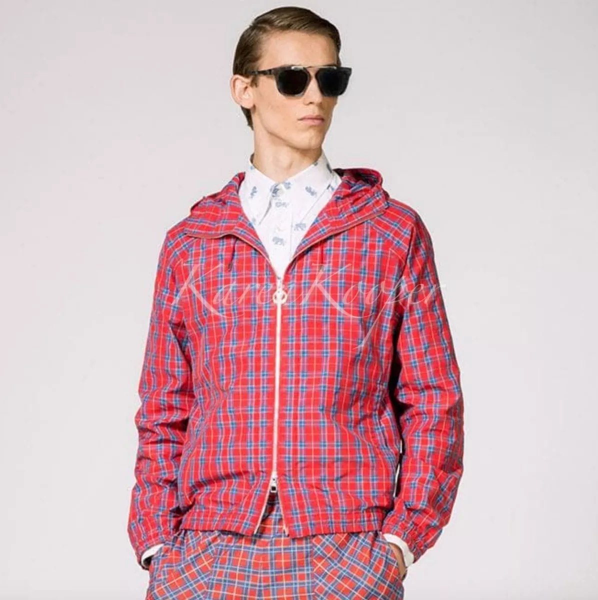 Louis Vuitton Checkered Damier Rain Jacket w/ Packable Hood