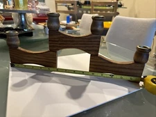 Vtg Solid Oak Wood Articulating Folding 4 Taper Candle Holder w/ Brass Receivers